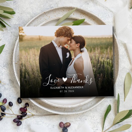 Budget Love and Bedankt Foto Weduwschap Bedankt Briefkaart