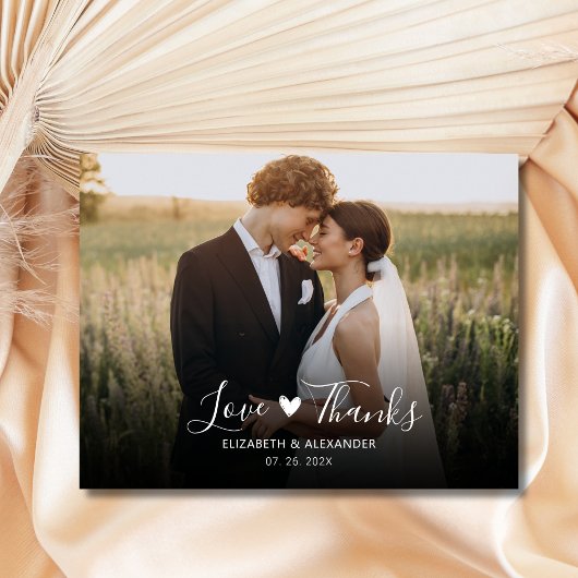 Budget Love and Bedankt Foto Weduwschap Bedankt Briefkaart