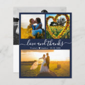 Budget Love and Bedankt Navy Wedding Photo Collage (Voorkant / Achterkant)