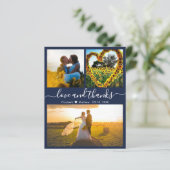 Budget Love and Bedankt Navy Wedding Photo Collage (Staand voorkant)