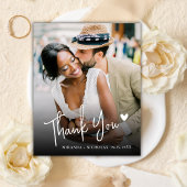 Budget Love Heart Script 2 Photo Wedding Thank You