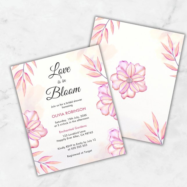 Budget Love is in Bloom Bridal Shower Invitation (Budget Love is in Bloom Watercolor Floral Spring Bridal Shower Invitation  )