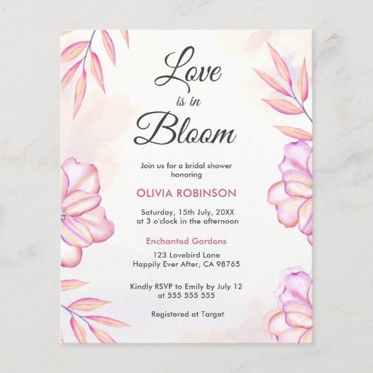 Budget Love is in Bloom Bridal Shower Invitation Flyer (Voorkant)