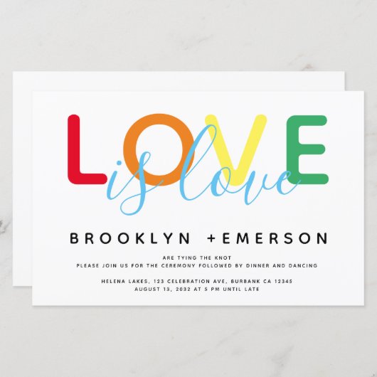 BUDGET Love is Love Rainbow Modern Wedding (Voorkant / Achterkant)