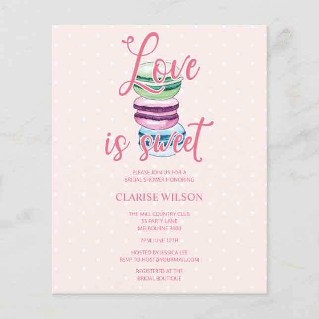 BUDGET Love is Sweet Pink Vrijgezellenfeest Invite (Voorkant)