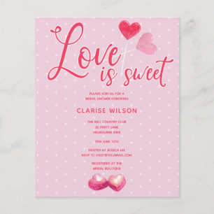 BUDGET Love is Sweet Pink Vrijgezellenfeest Invite