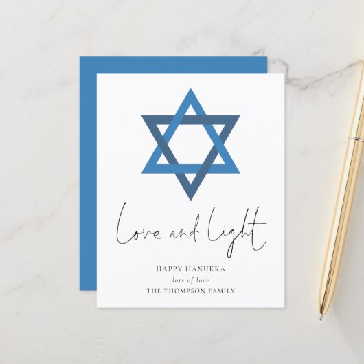 Budget Love Light Star van David Hanukkah Kaart (Voorkant / Achterkant in situ)