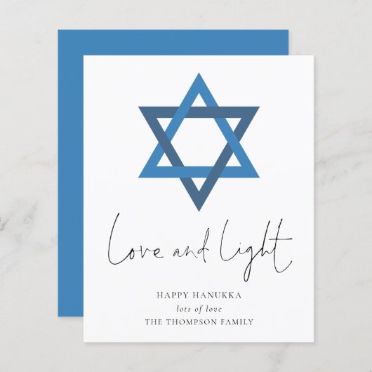 Budget Love Light Star van David Hanukkah Kaart (Voorkant / Achterkant)