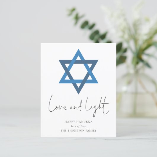 Budget Love Light Star van David Hanukkah Kaart (Staand voorkant)