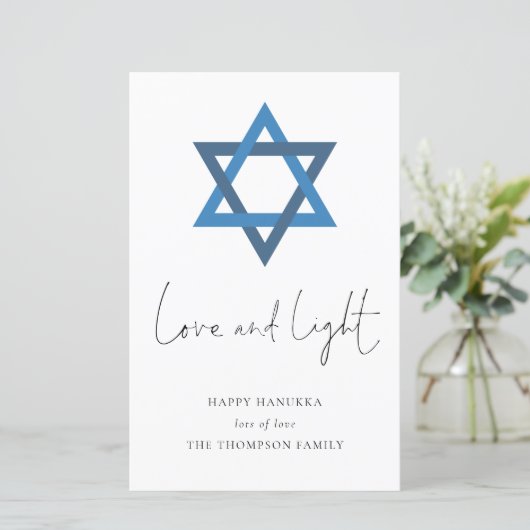 Budget Love Light Star van David Hanukkah Kaart (Staand voorkant)