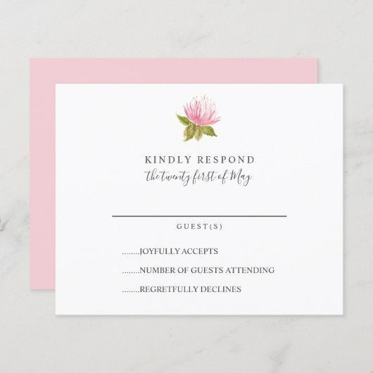 BUDGET Lovely roze green flower Weduwend RSVP (Voorkant / Achterkant)