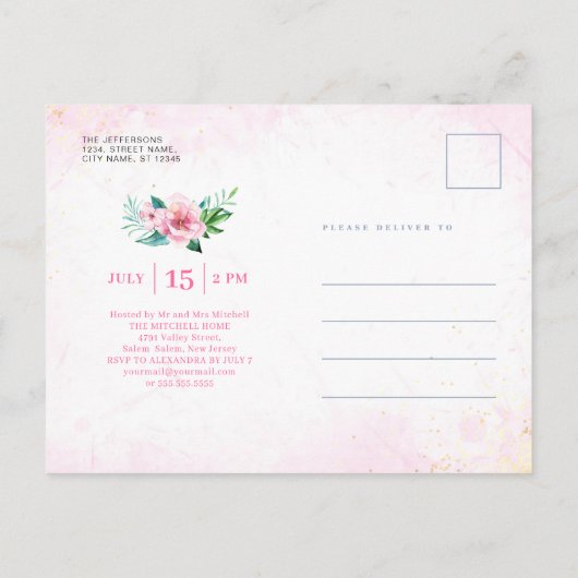 Budget Luau Tropical Floral Hawaiian Sweet 16 Uitnodiging Briefkaart (Achterkant)
