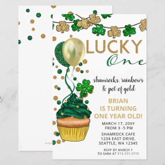 Budget Lucky One St Patrick Birthday Uitnodiging (Voorkant / Achterkant)
