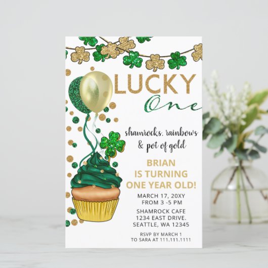 Budget Lucky One St Patrick verjaardagsuitnodiging (Staand voorkant)