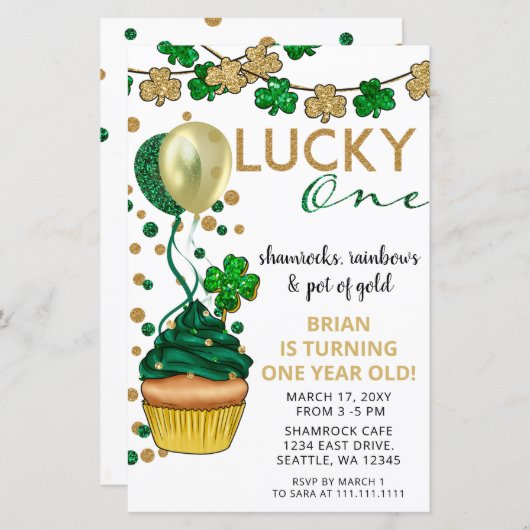 Budget Lucky One St Patrick verjaardagsuitnodiging (Voorkant / Achterkant)