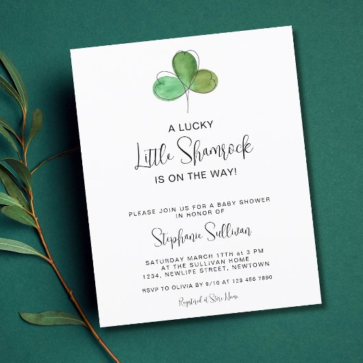 Budget Lucky Shamrock Baby shower Invitation