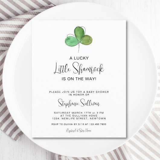 Budget Lucky Shamrock Baby shower Invitation