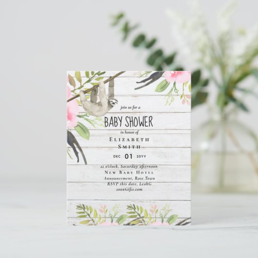 BUDGET Luiaard FOTO BABY Evenement Uitnodiging Mei (Staand voorkant)