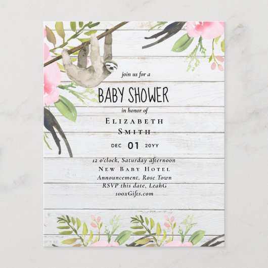 BUDGET Luiaard FOTO BABY Evenement Uitnodiging Mei (Voorkant)