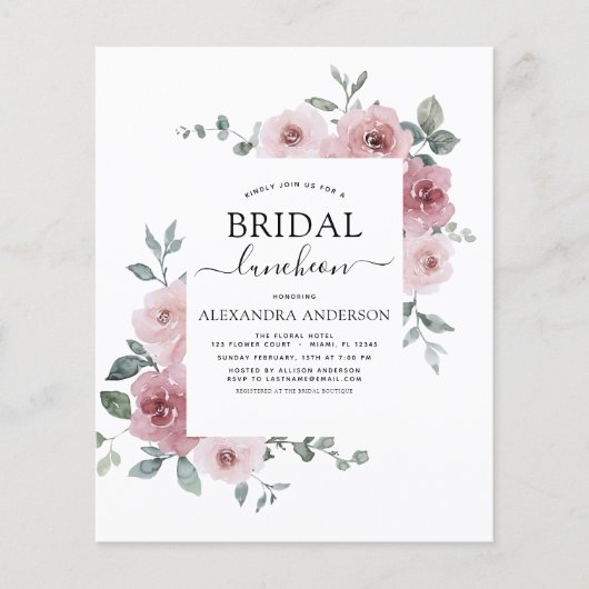 Budget Lunch Dusty Rose Roze Bruiloft  Flyer (Voorkant)