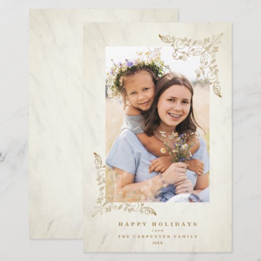 Budget Luxury Lace Flourish Chic Golden Kerstmis (Voorkant / Achterkant)