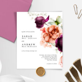 Budget Magenta Flowers Moderne Wedding Uitnodiging