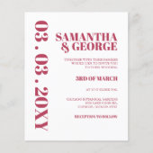 Budget Magenta Modern Retro Wedding Uitnodiging (Voorkant)