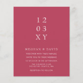 Budget Magenta Modern Wedding Uitnodiging (Voorkant)