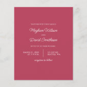 Budget Magenta Modern Wedding Uitnodiging (Voorkant)