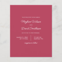Budget Magenta Modern Wedding Uitnodiging