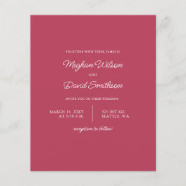 Budget Magenta Modern Wedding Uitnodiging