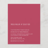 Budget Magenta Modern Wedding Uitnodiging (Voorkant)