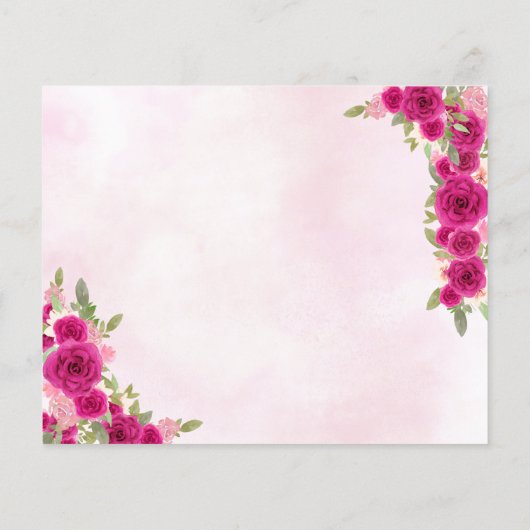 Budget Magenta Roze Goud Bloemen Prinses QR RSVP (Achterkant)