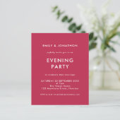Budget Magenta Wedding Evening Party nodigt uit (Staand voorkant)