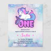 Budget Magical Sparkle Unicorn 1st Birthday Invite (Voorkant)
