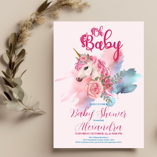 Budget Magische Eenhoorn Regenboog Baby Shower Flyer