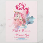 Budget Magische Eenhoorn Regenboog Baby Shower Flyer (Voorkant)