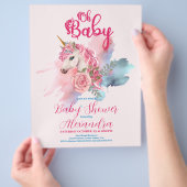 Budget Magische Eenhoorn Regenboog Baby Shower Flyer (Hand)