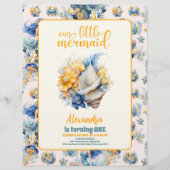 Budget Magische Zeemeermin 1e Verjaardagsfeest Flyer (Voorkant)