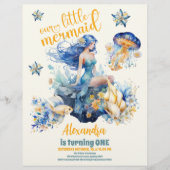 Budget Magische Zeemeermin 1e Verjaardagsfeestje Flyer (Voorkant)