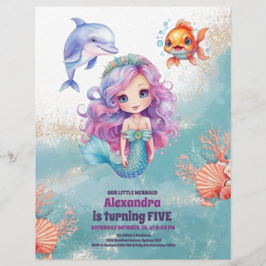 Budget Magische Zeemeermin Verjaardagsfeest Flyer (Voorkant)