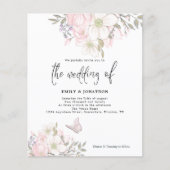 Budget Magnolia Butterfly Wedding Uitnodiging (Voorkant)