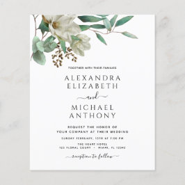 Budget Magnolia Eucalyptus Foto Elegant Wedding Flyer