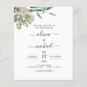 Budget Magnolia Eucalyptus Foto Greenery Wedding Flyer