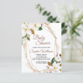Budget Magnolia Flowers Baby shower Uitnodiging (Staand voorkant)