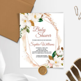 Budget Magnolia Flowers Baby shower Uitnodiging