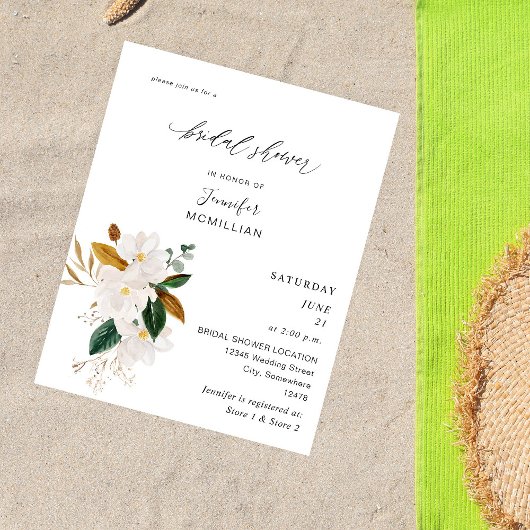 Budget Magnolia White Floral Vrijgezellenfeest Flyer