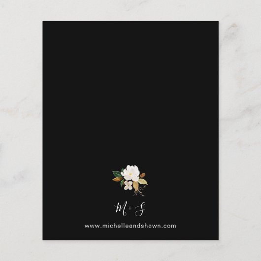 Budget Magnolia White Floral Wedding - Black Flyer (Achterkant)