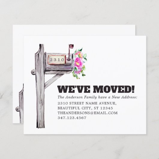 Budget Mailbox Floral New Home Moving Announge (Voorkant / Achterkant)