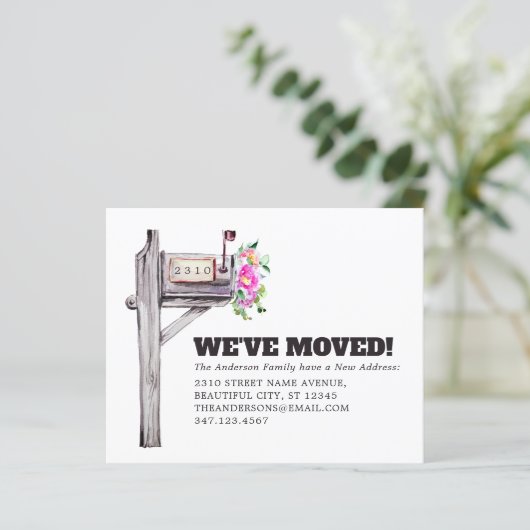 Budget Mailbox Floral New Home Moving Announge (Staand voorkant)